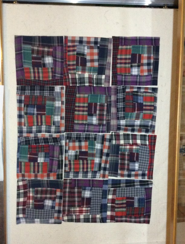 First set of shirt flannel log jam blocks by Terry, the Quilting Husband