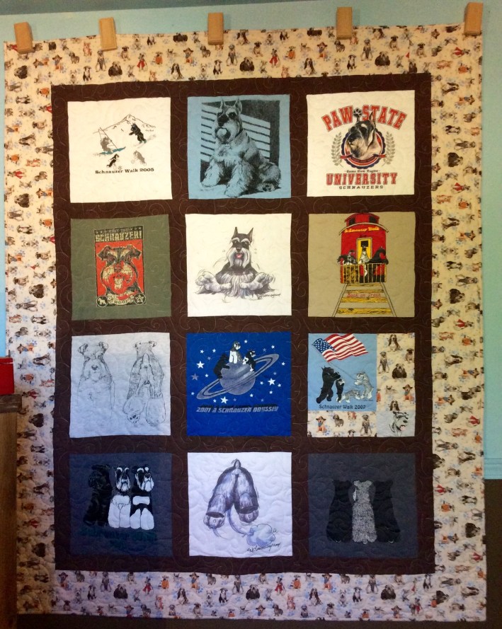Schnauzer T-shirt Quilt (2015) designed and pieced by Terry Hogan, quilted by Betty Anne Guadalupe