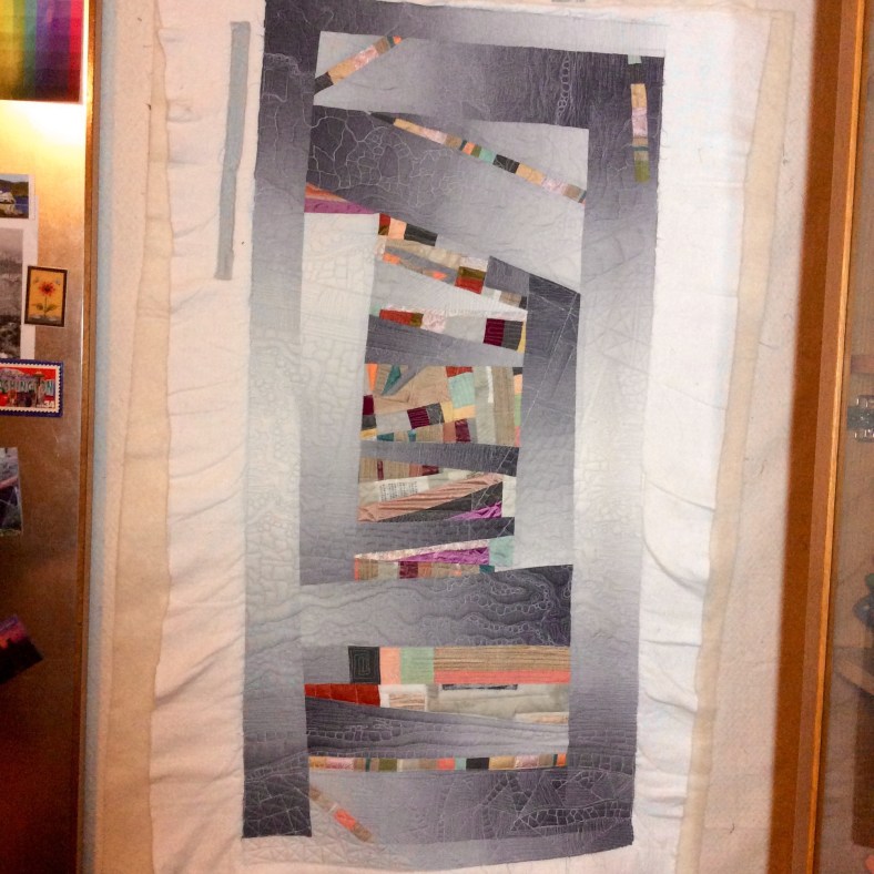Abandoned Structure (2015, in progress). Designed and pieced by Tierney Davis Hogan, Quilted by Betty Anne Guadalupe. 