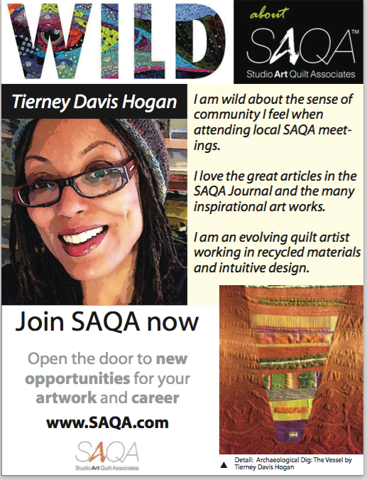 SAQA ad, Winter 2015 Edition Fiber Art Now